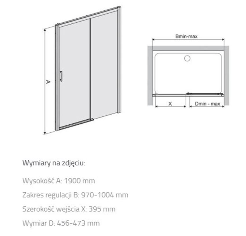 Drzwi przesuwne Sanplast Free Zone 600-271-3120-12-231 rys techniczny