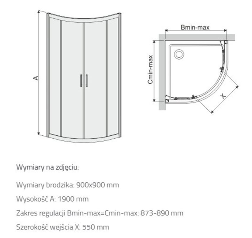 Kabina prysznicowa Sanplast TX 600-271-0262-01-231 rys techniczny