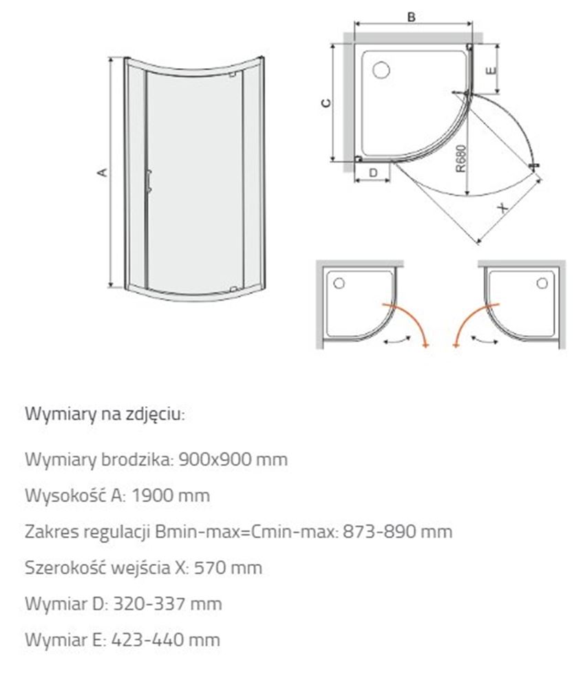 Kabina prysznicowa Sanplast TX 600-271-0411-38-401 rys techniczny