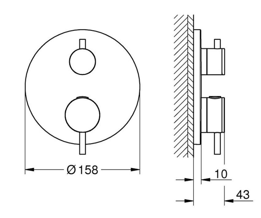 Bateria termostatyczna Grohe Allure 24357DA0 rys techniczny