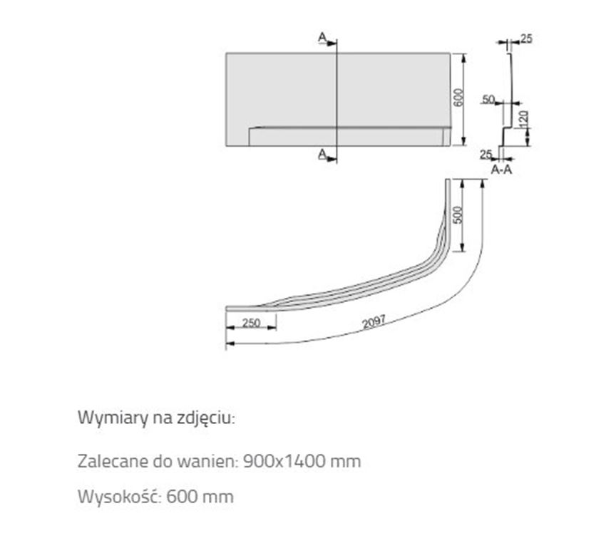 Obudowa do brodzika Sanplast Free Line 620-040-0930-01-000 rys techniczny