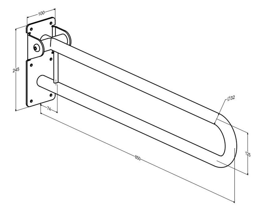 Poręcz uchylna Roca Dostępna Łazienka Access Pro M1 A817177C20 rys techniczny