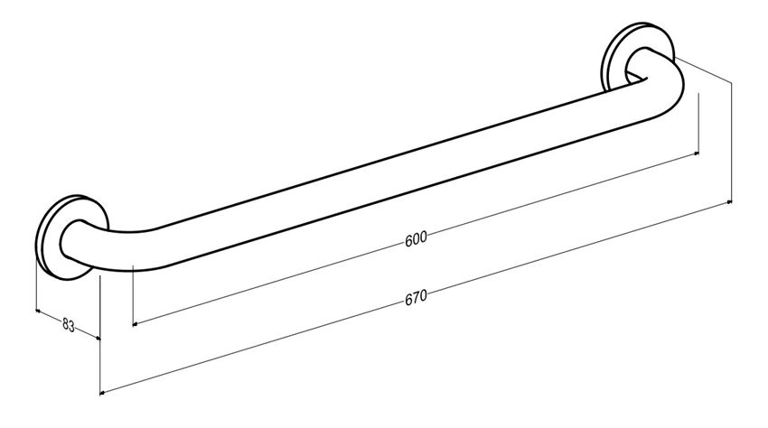 Poręcz prosta Roca Dostępna Łazienka Access Pro M1 A817180C20 rys techniczny