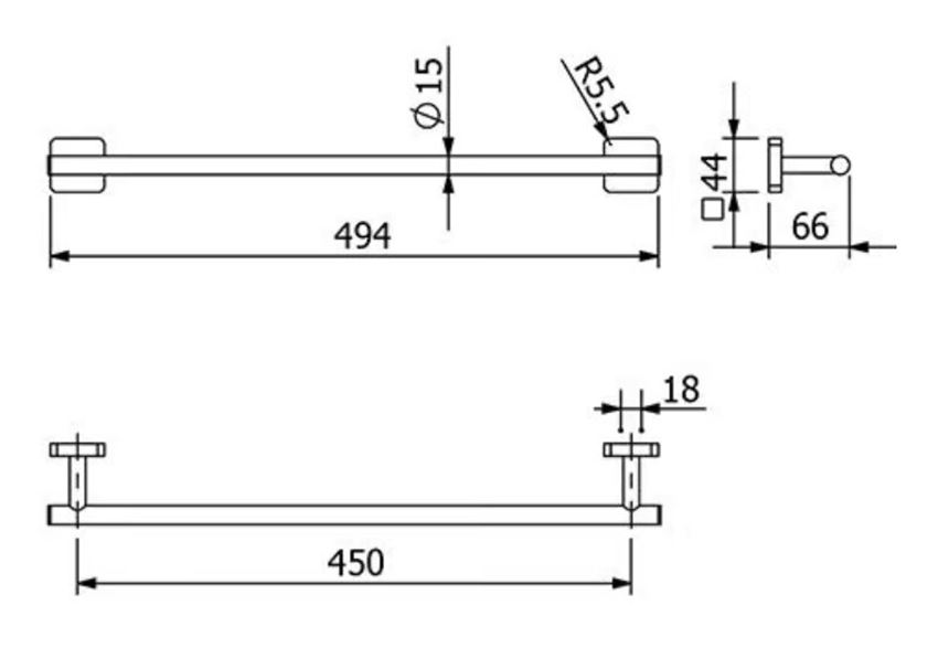 Wieszak na ręcznik Kludi Vela S 25980N5 rys techniczny
