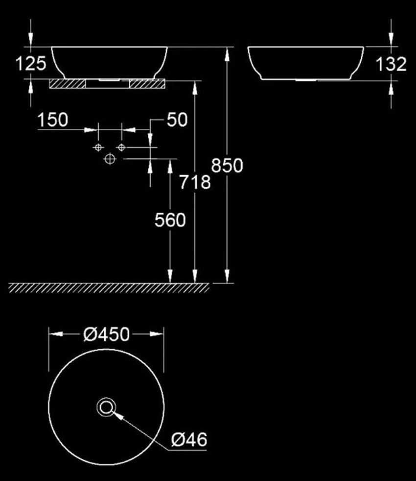 Umywalka nablatowa Grohe Essence 103560SH00 rys techniczny