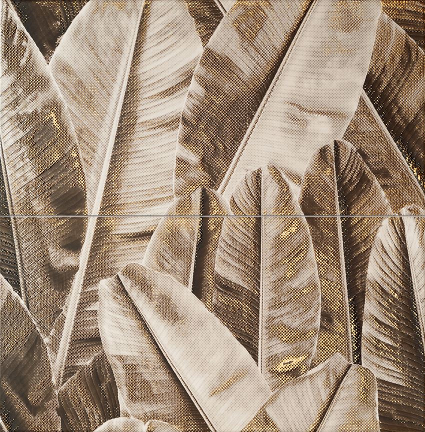 Dekor ścienny 2-elementowy połysk 60,8x61,8 cm Domino Pietra Aurea Leaves
