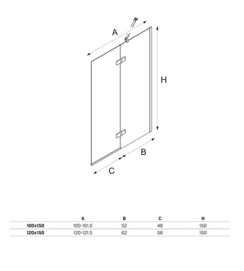 Parawan nawannowy dwuczęściowy prawy IÖ Luvia rysunek