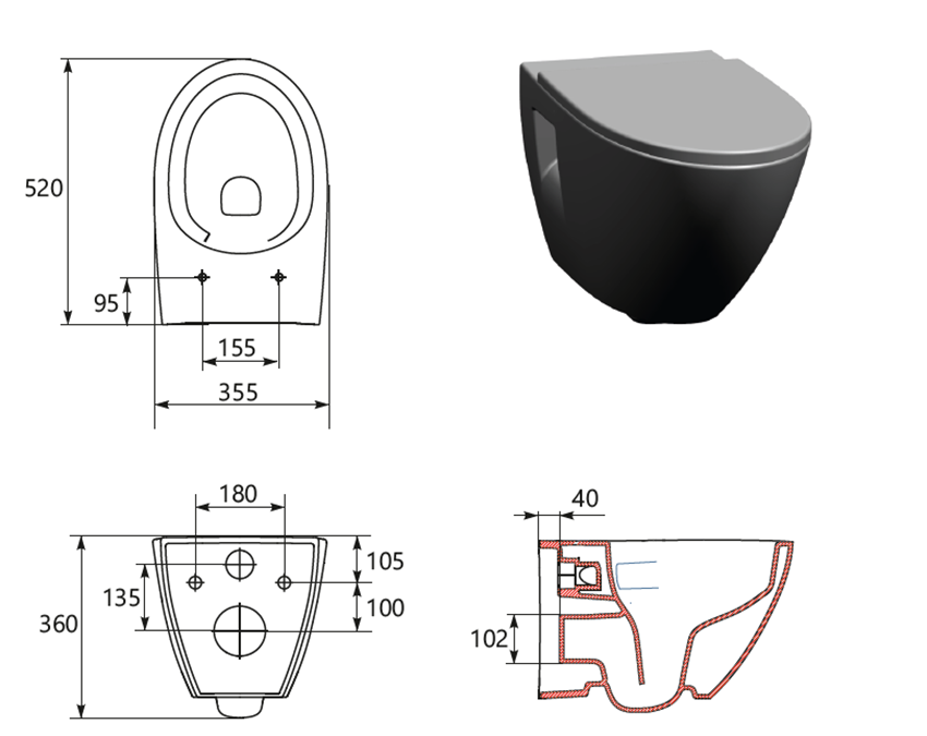 SET C929 miska zawieszana Moduo Plus Pro Oval Vortex z deską duroplastową Cersanit Moduo Plus Slim rysunek
