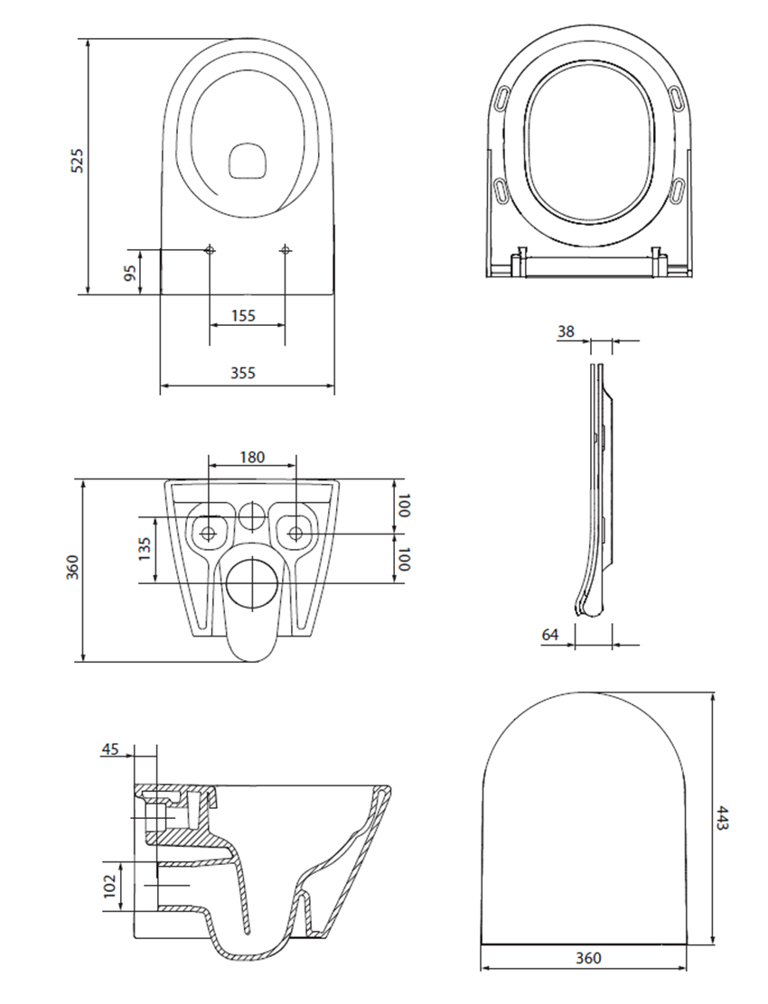 SET C199 Miska podwieszana City Pro Oval z deską Slim wolnoopadającą biała Cersanit City rysunek