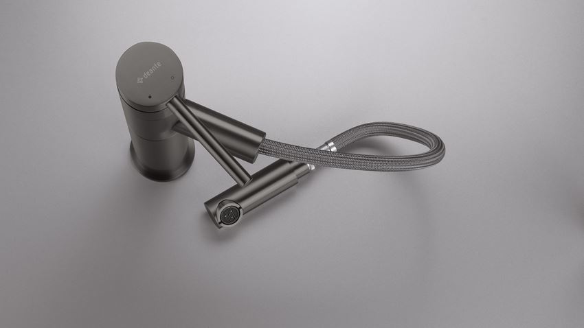 Bateria umywalkowa z wyciąganą wylewką titanium Deante Ora