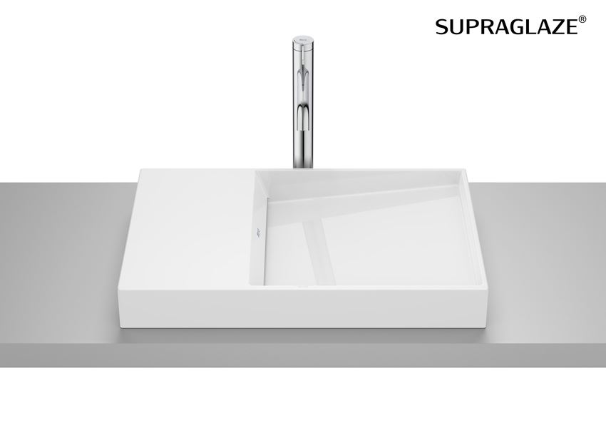 Umywalka nablatowa bez otworu na baterię - DASH 60x38x8 cm Superglaze Roca Horizon