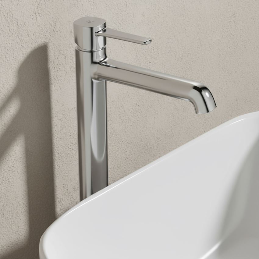 Bateria umywalkowa stojąca wysoka korek klik-klak chrom IÖ Ronne