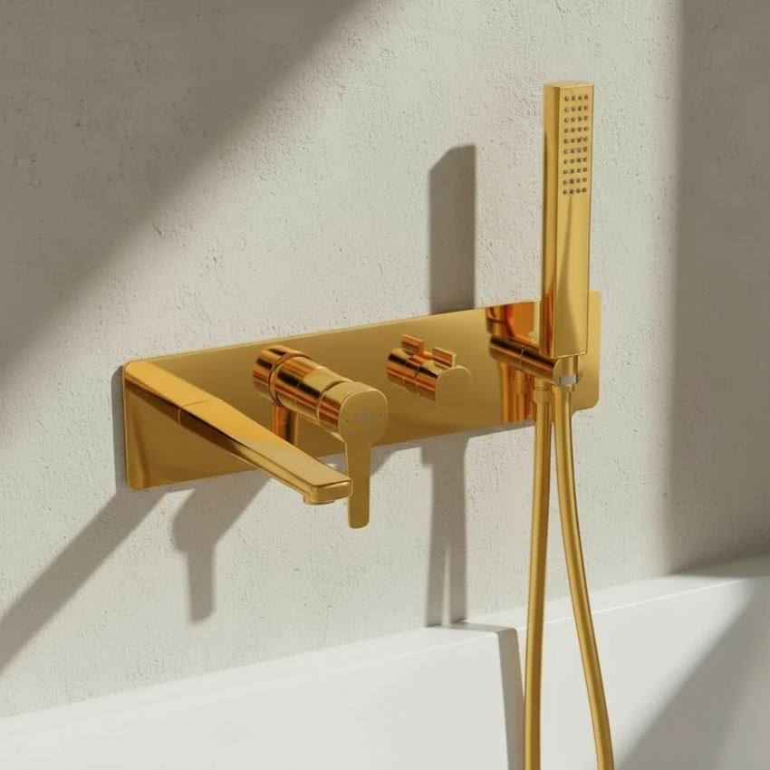 Bateria wannowa z zestawem natryskowym złota IÖ Ronne