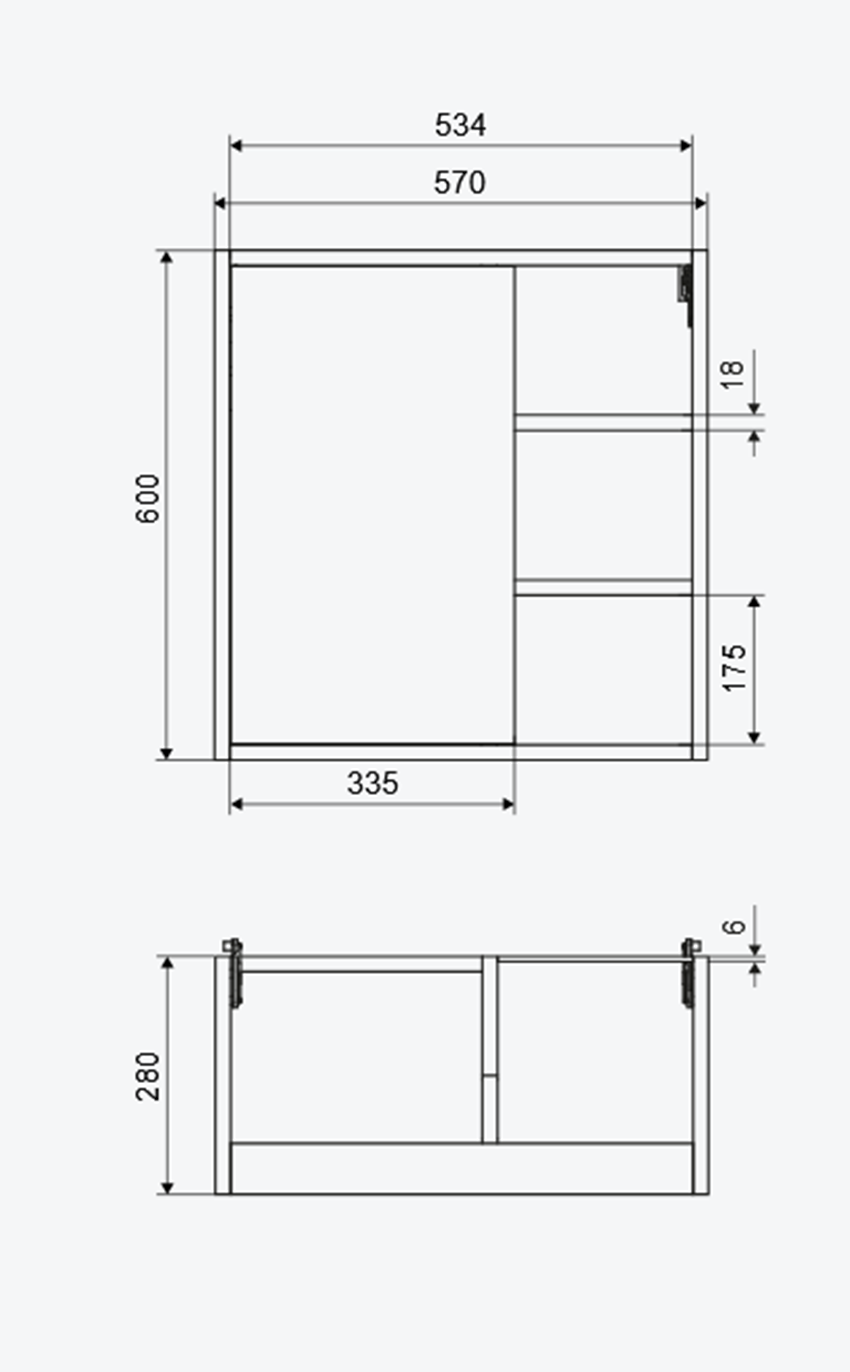 Szafka pod umywalkę 57 cm Excellent Ness rysunek
