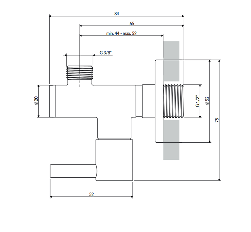 Zawór kątowy Omniress rysunek