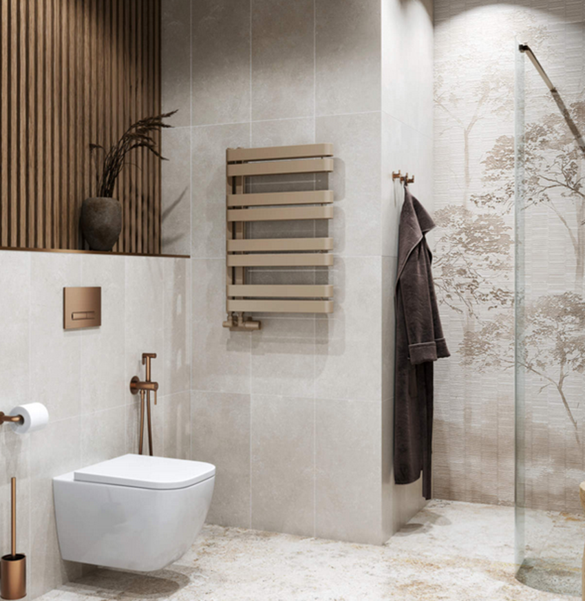 Grzejnik łazienkowy asymetryczny 50x72 cm cappuccino Excellent Meteor Side 72