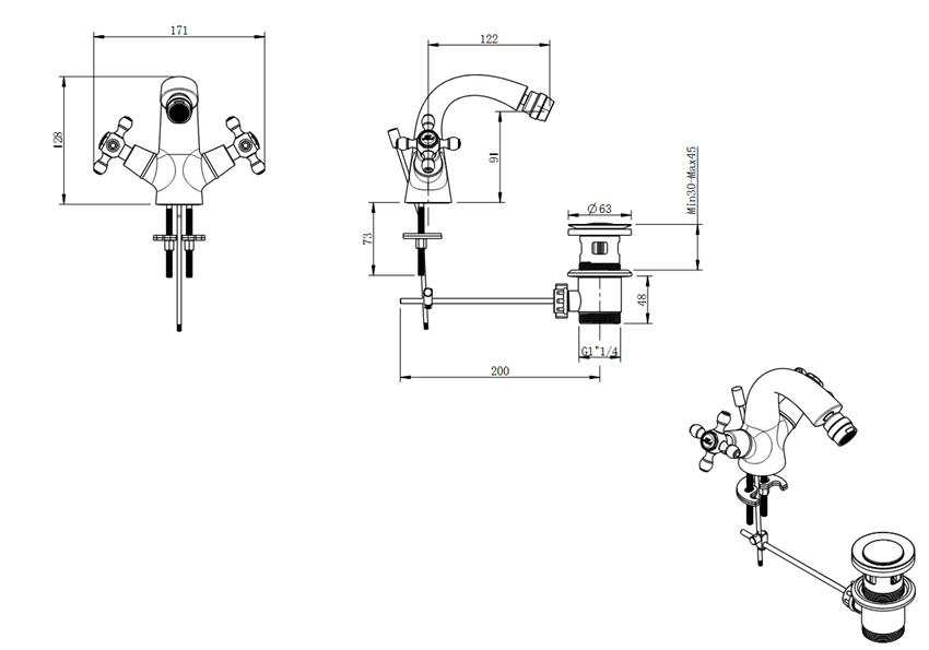 Bateria bidetowa FDesign Lacrima rysunek