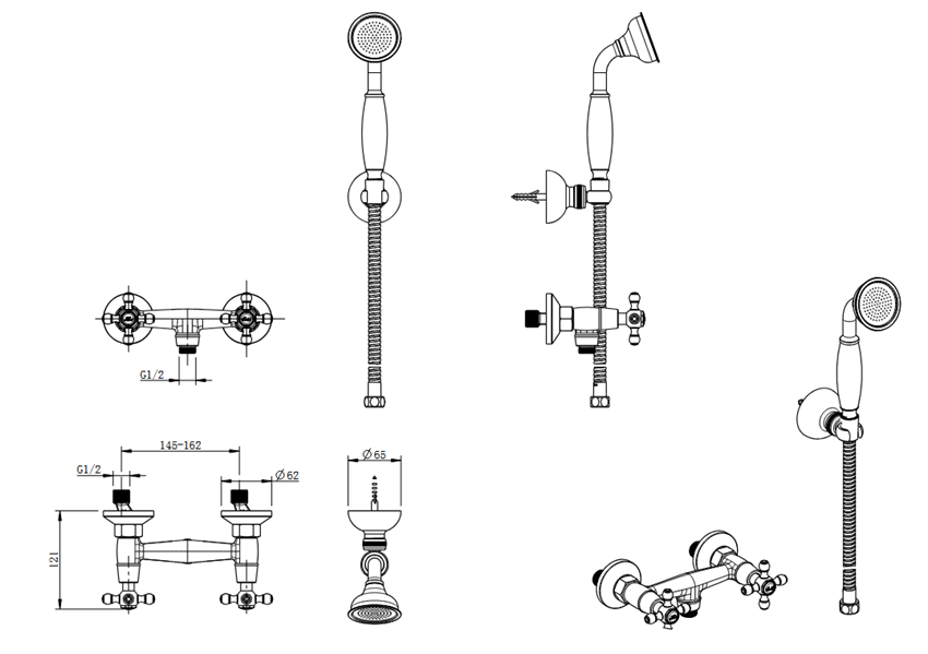 Bateria natryskowa z natryskiem punktowym FDesign Lacrima rysunek