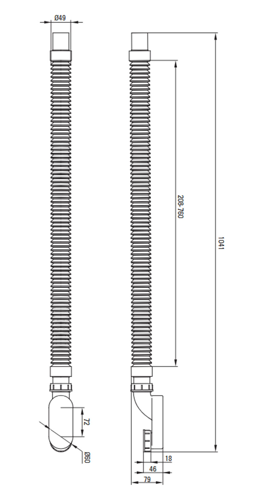 Syfon do wanny biały Deante rysunek