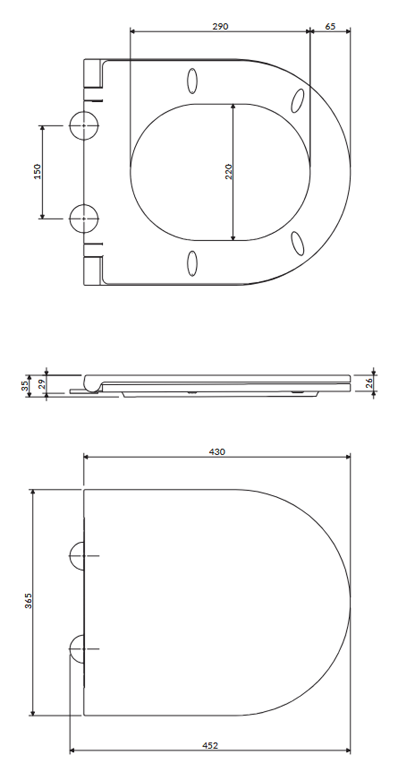 Deska sedesowa wolnoopadająca do miski SILENT POWER Omnires Ottawa rysunek