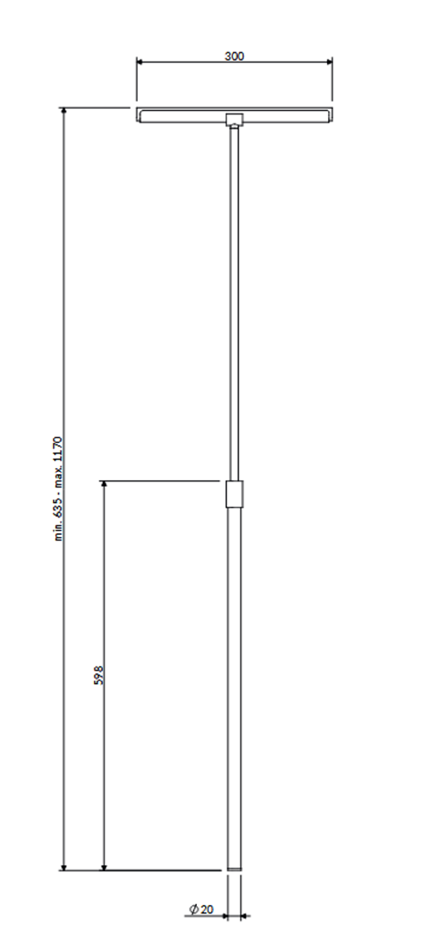 ściągaczka do wody z rączką teleskopową Omnires Uni rysunek