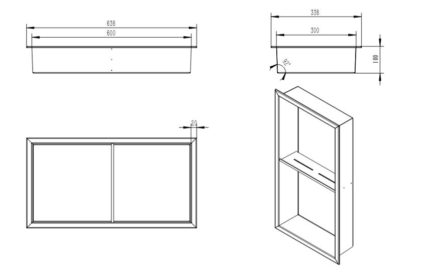 Wnęka z półką 34x64 cm IÖ Luvia rysunek