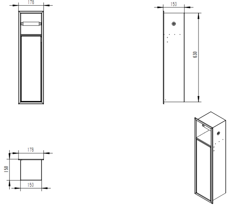 Wnęka na papier toaletowy i szczotkę 18x66 cm IÖ Luvia rysunek