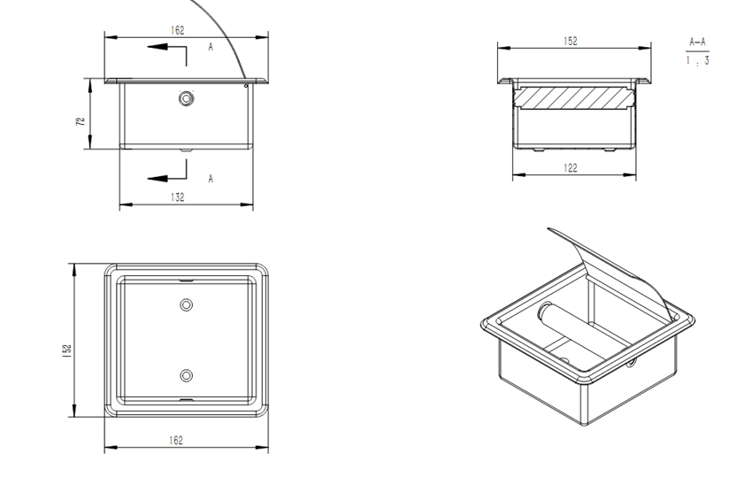 Wnęka na papier toaletowy brushed niquel IÖ Luvia rysunek