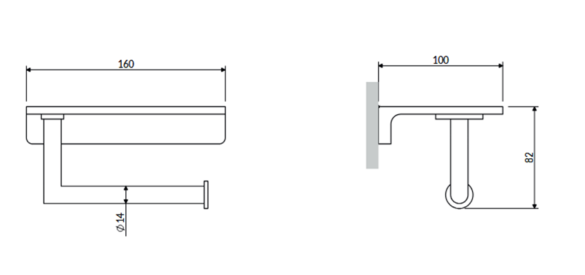 Uchwyt na papier z półką Omnires Modern Project rysunek
