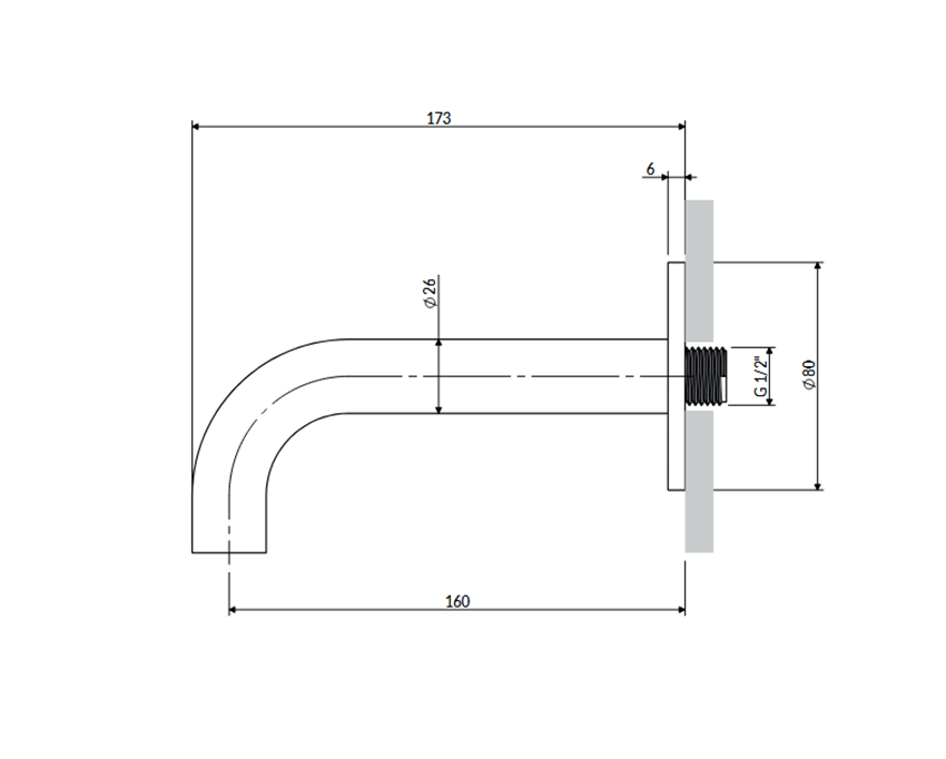 Wylewka wannowa ścienna Omnires Y rysunek