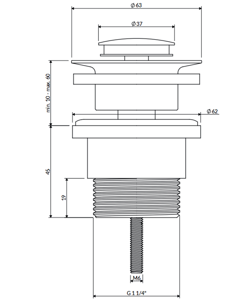 Korek klik-klak umywalkowo-bidetowy Omnires rysunek