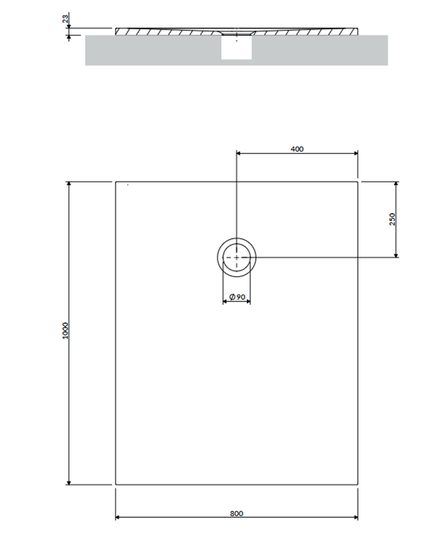 Kompozytowy brodzik prysznicowy antypoślizgowy 80x100 cm biały mat Omnires Aquapure rysunek