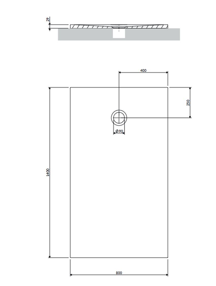 Kompozytowy brodzik prysznicowy antypoślizgowy 80x140 cm biały mat Omnires Aquapure rysunek