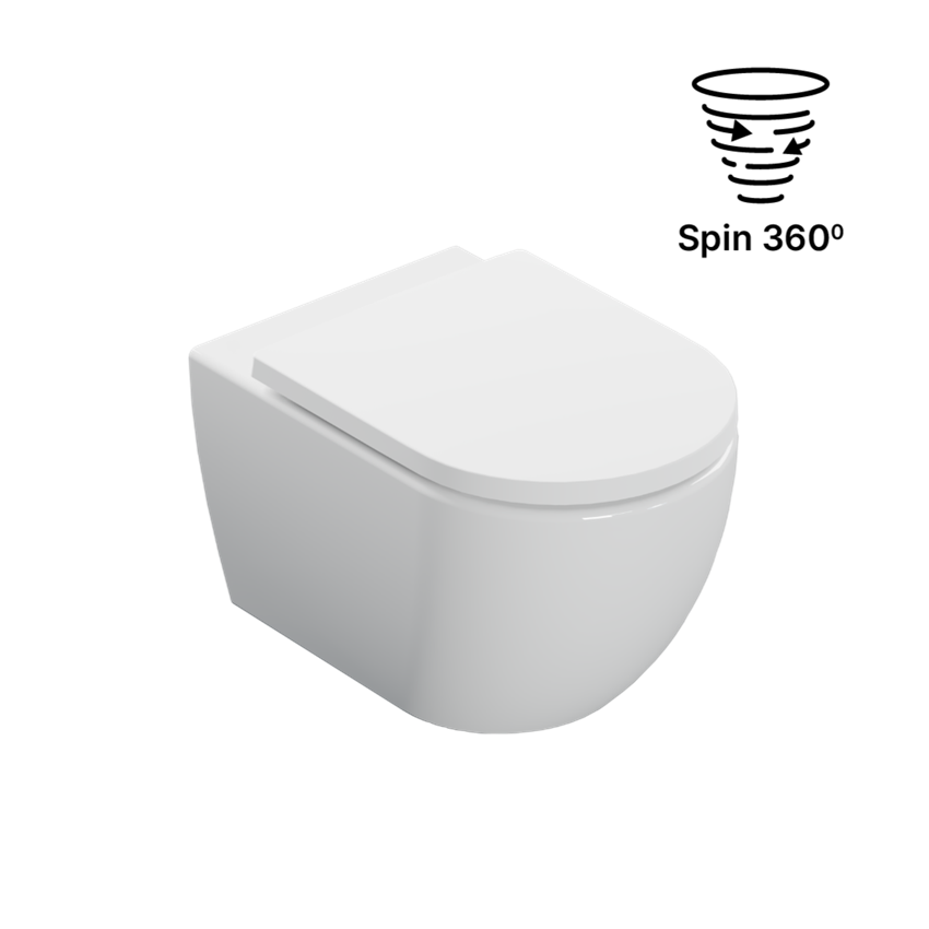 Miska WC bezkołnierzowa z deską wolnoopadającą system spłukiwania Spin 360° biały połysk Excellent Stellar 2.0