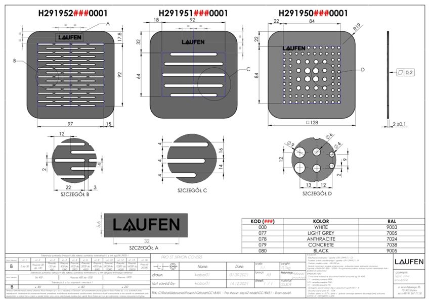 Osłona syfonu Laufen Pro H2919520000001 rys techniczny