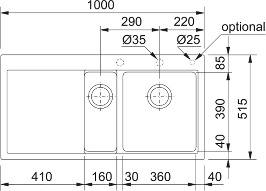 Zlew granitowy Franke Mythos MTG 651-100 114.0743.116 rys techniczny