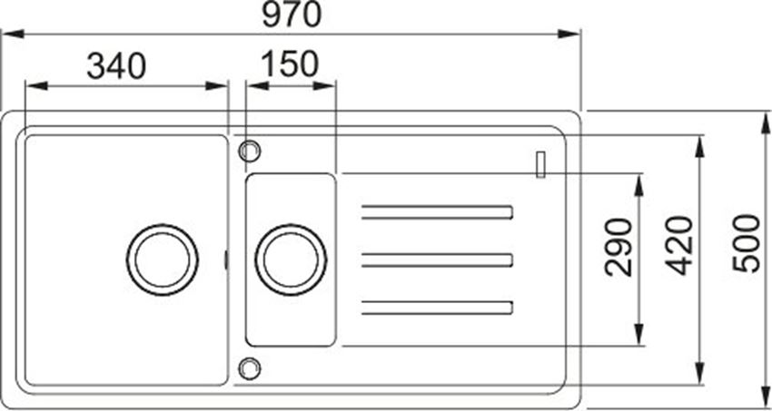 Zlew granitowy Franke Malta MLG 651-97 114.0700.140 rys techniczny