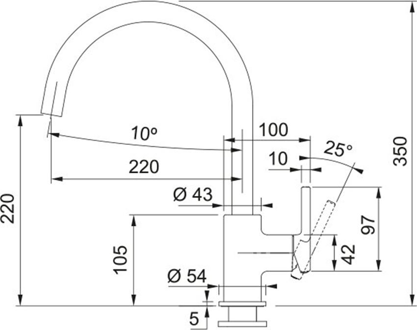 Bateria kuchenna Franke Lina J 115.0626.022 rys techniczny