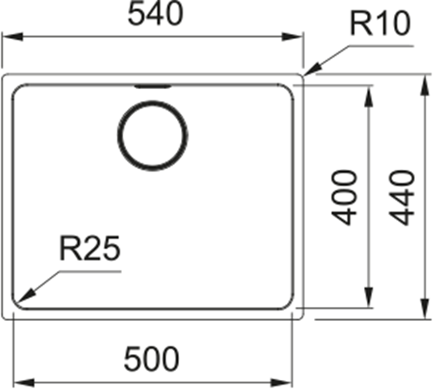 Zlewozmywak stalowy Franke Mythos MYX 110-50 122.0624.556 rys techniczny
