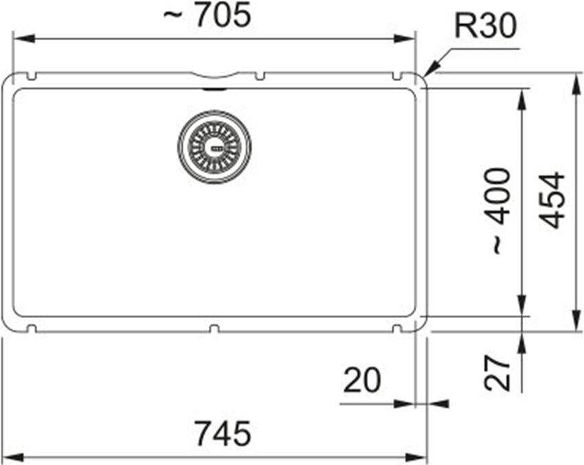 Zlewozmywak Franke KubusX KXK 110-71 126.0738.294 rys techniczny