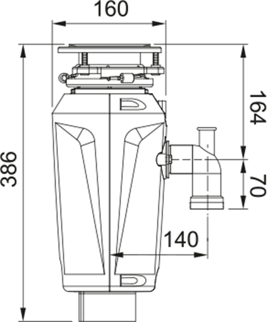 Młynek do zlewu Slim 100 Franke Turbo Elite rysunek