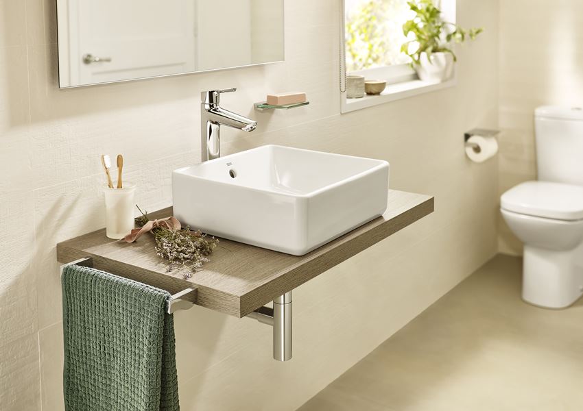 Umywalka nablatowa prostokątna z powłoką Superglaze 39x37 cm biała Roca Gap