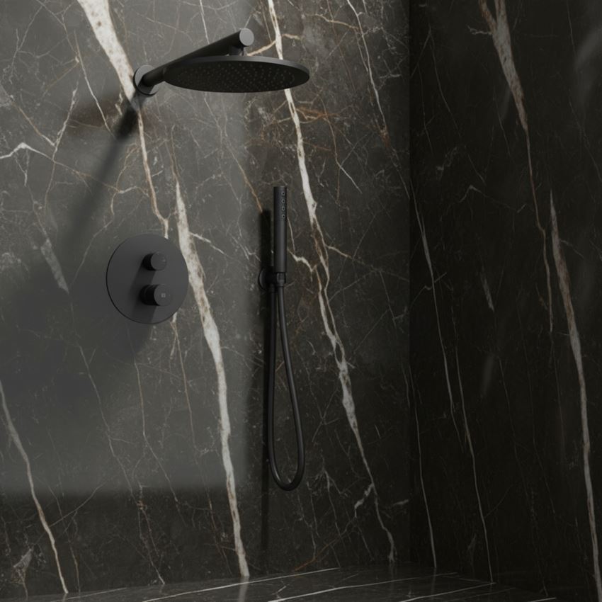  Zestaw prysznicowy podtynkowy z baterią czarny IÖ Vida