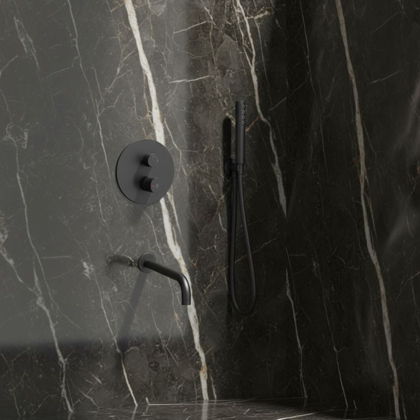 Bateria wannowa z zestawem natryskowym podtynkowa czarna IÖ Vida