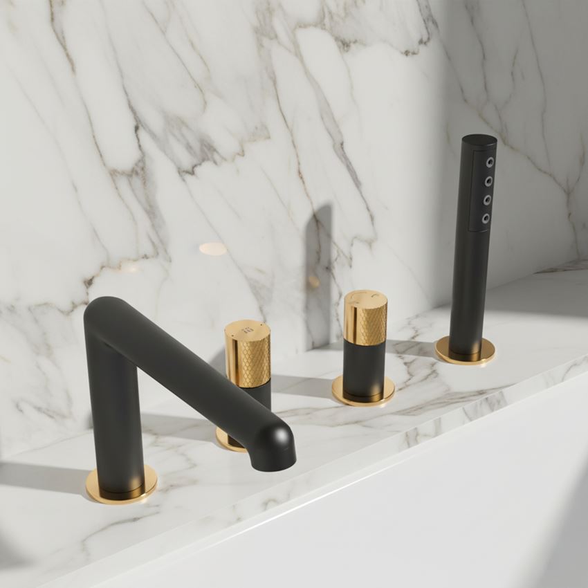 Bateria wannowa 4-otworowa czarno-złota IÖ Vida