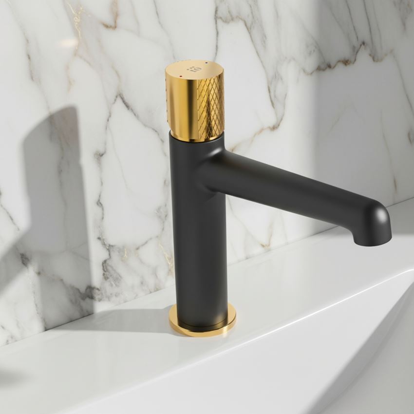 Bateria umywalkowa stojąca korek klik-klak czarno-złota IÖ Vida