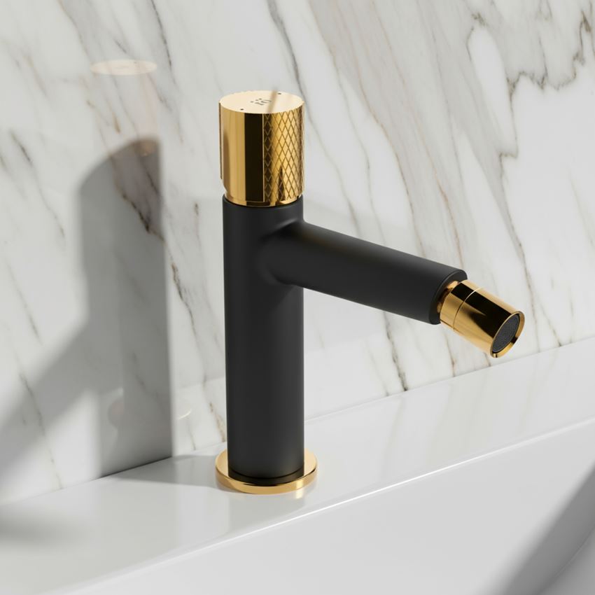 Bateria bidetowa z korkiem klik-klak czarno-złota IÖ Vida