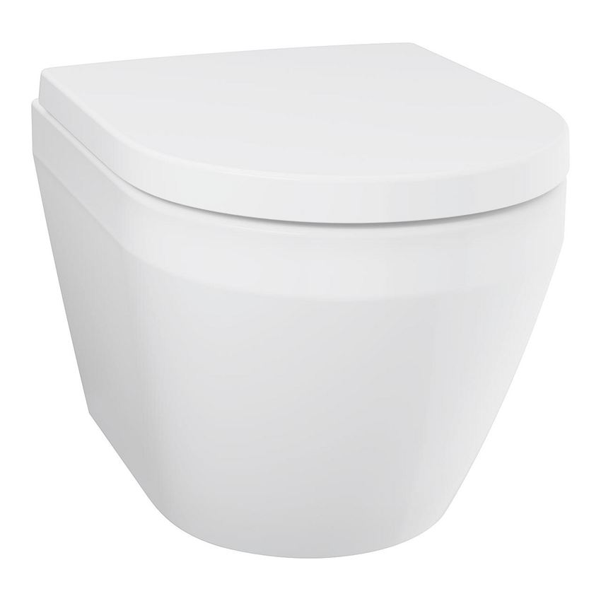 Miska WC wisząca bez kołnierza z deską kompaktowa 36,5x49,3 cm biel alpejska Grohe Euro Ceramika