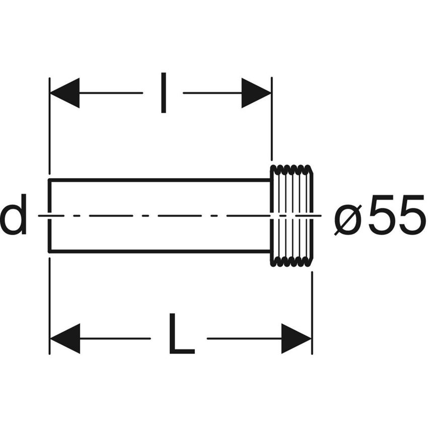 Przedłużka Geberit 152.434.16.1 rys techniczny