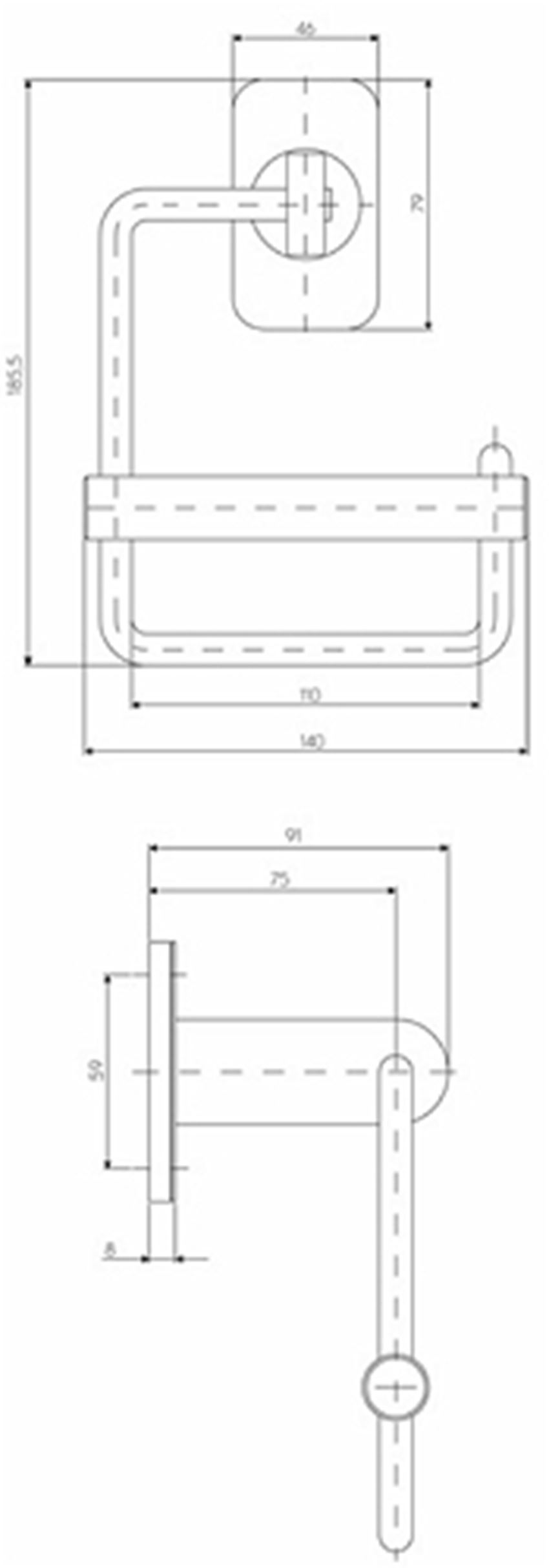 Uchwyt papieru toaletowego Koło Lehnen Evolution rysunek techniczny